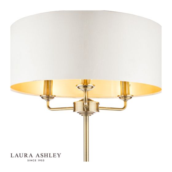 Där Lighting Laura Ashley Sorrento 3 Light Floor Lamp Antique Brass With Ivory Shade
