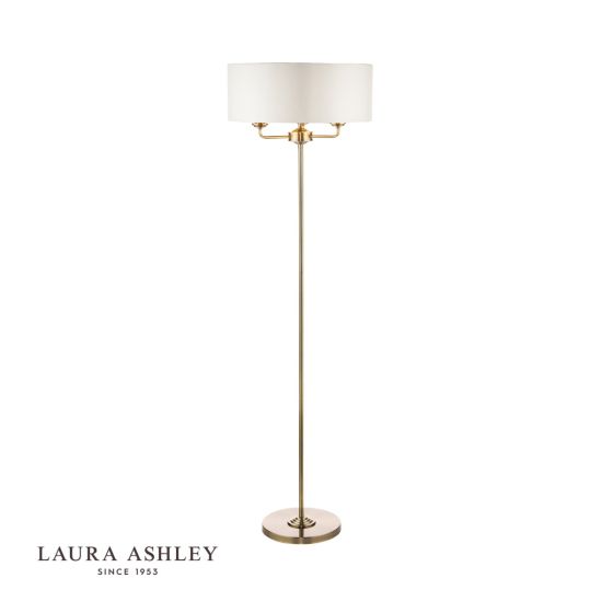 där lighting Laura Ashley Sorrento 3 Light Floor Lamp Antique Brass With Ivory Shade