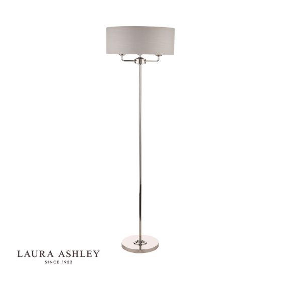 Där Lighting Laura Ashley Sorrento 3 Light Floor Lamp Polished Nickel With Silver Shade