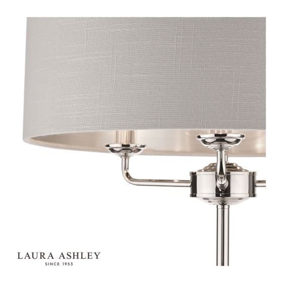 Där Lighting Laura Ashley Sorrento 3 Light Floor Lamp Polished Nickel With Silver Shade