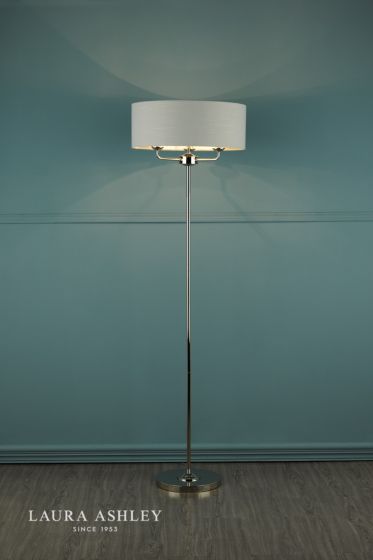Där Lighting Laura Ashley Sorrento 3 Light Floor Lamp Polished Nickel With Silver Shade
