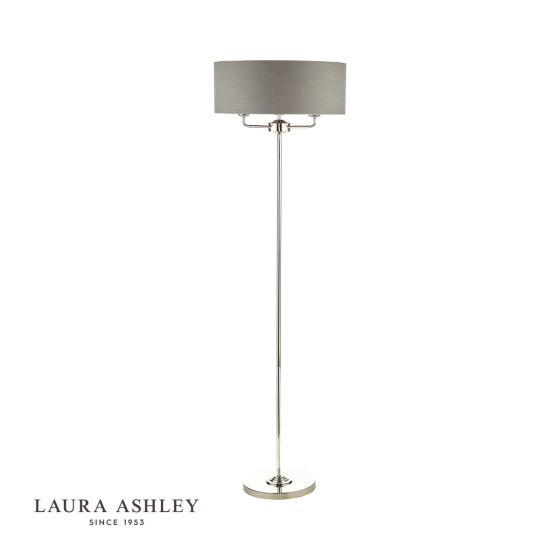 Där Lighting Laura Ashley Sorrento 3 Light Floor Lamp Polished Nickel With Charcoal Grey Shade