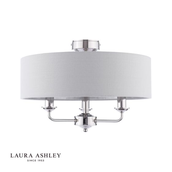 Där Lighting Laura Ashley Sorrento 3 Light Semi-Flush Polished Nickel With Silver Shade
