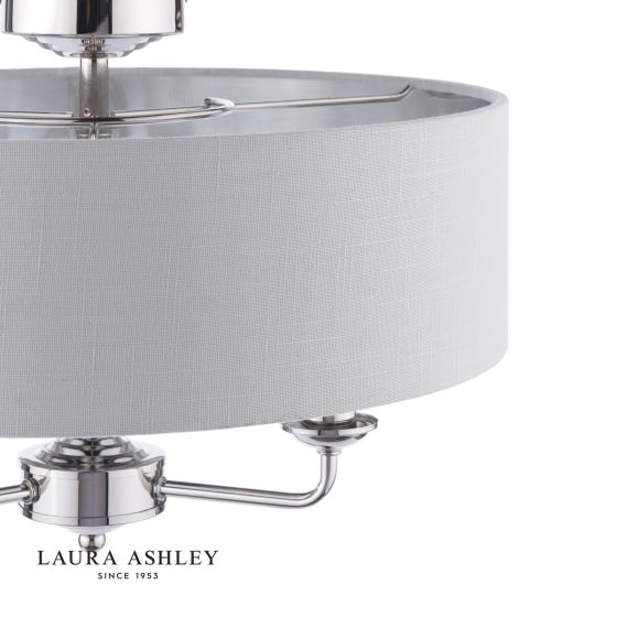 Där Lighting Laura Ashley Sorrento 3 Light Semi-Flush Polished Nickel With Silver Shade