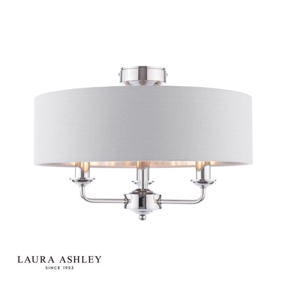 där lighting Laura Ashley Sorrento 3 Light Semi-Flush Polished Nickel With Silver Shade