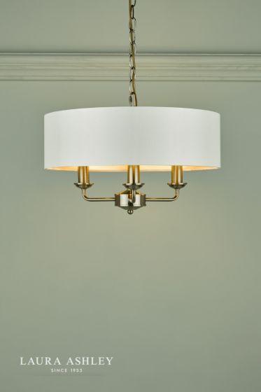 Där Lighting Laura Ashley Sorrento 3 Light Shadelier Antique Brass With Ivory Shade