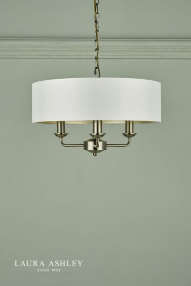 Där Lighting Laura Ashley Sorrento 3 Light Shadelier Antique Brass With Ivory Shade