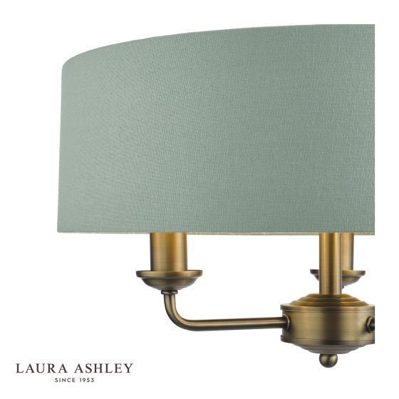 Där Lighting Laura Ashley Sorrento 3 Light Shadelier Matt Antique Brass And Green With Shade
