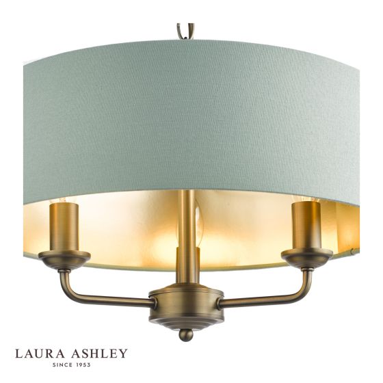 Där Lighting Laura Ashley Sorrento 3 Light Shadelier Matt Antique Brass And Green With Shade