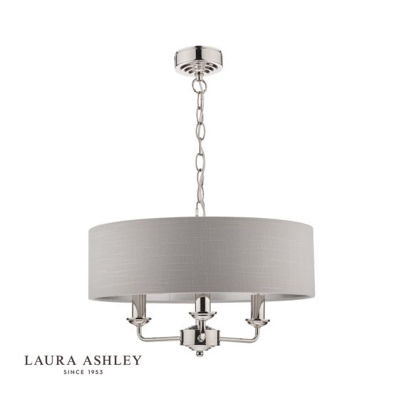 Där Lighting Laura Ashley Sorrento 3 Light Shadelier Polished Nickel With Silver Shade