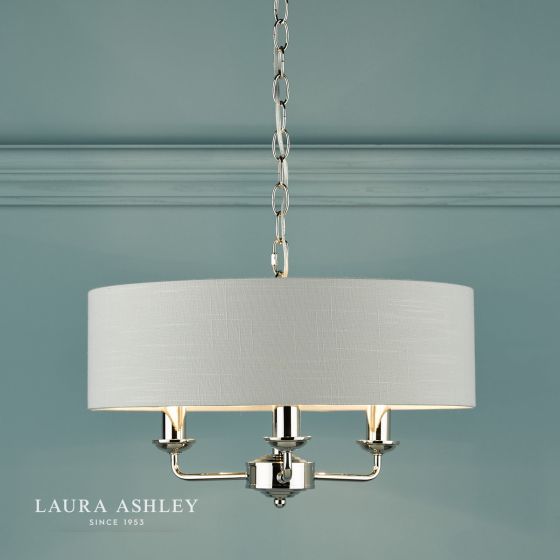 Där Lighting Laura Ashley Sorrento 3 Light Shadelier Polished Nickel With Silver Shade