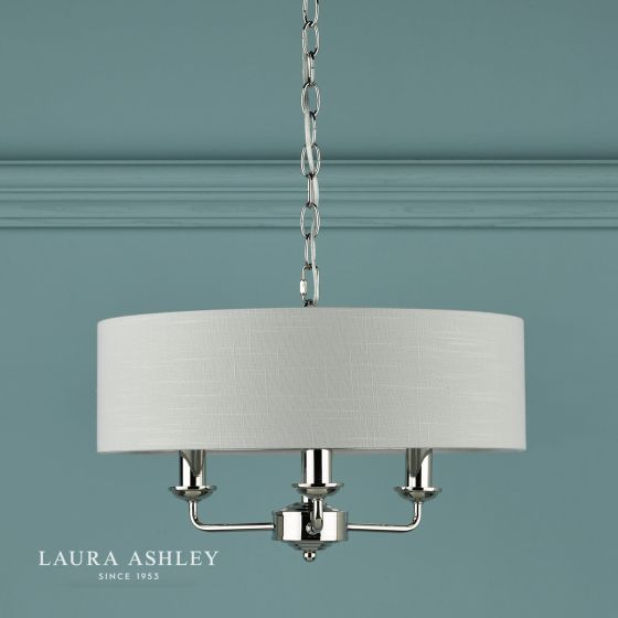 Där Lighting Laura Ashley Sorrento 3 Light Shadelier Polished Nickel With Silver Shade