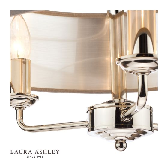 Där Lighting Laura Ashley Sorrento 3 Light Shadelier Polished Nickel With Charcoal Grey Shade