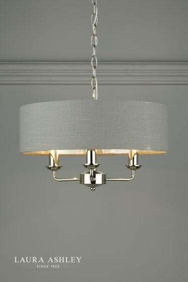 Där Lighting Laura Ashley Sorrento 3 Light Shadelier Polished Nickel With Charcoal Grey Shade
