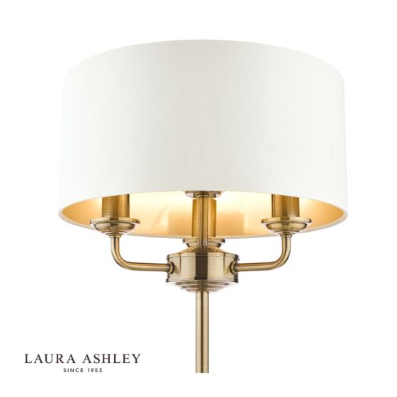 Där Lighting Laura Ashley Sorrento 3 Light Table Lamp Antique Brass With Ivory Shade