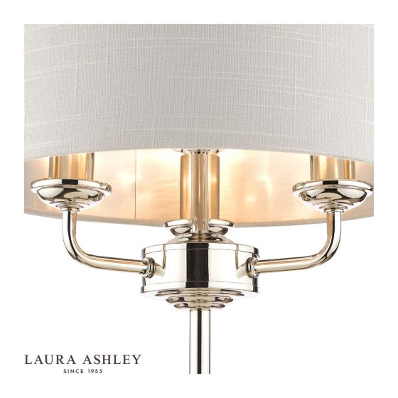 Där Lighting Laura Ashley Sorrento 3 Light Table Lamp Polished Nickel With Silver Shade