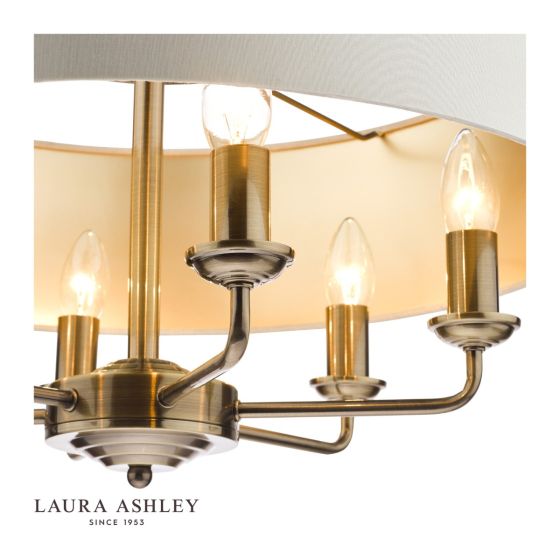 Där Lighting Laura Ashley Sorrento 6 Light Pendant Antique Brass With Ivory Shade