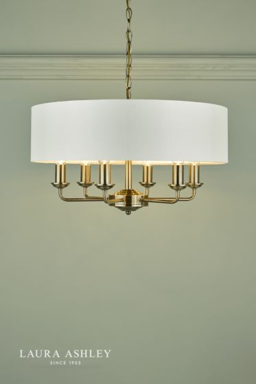 Där Lighting Laura Ashley Sorrento 6 Light Pendant Antique Brass With Ivory Shade