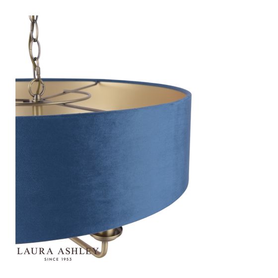 Där Lighting Laura Ashley Sorrento 6 Light Pendant Matt Antique Brass & Blue Shade
