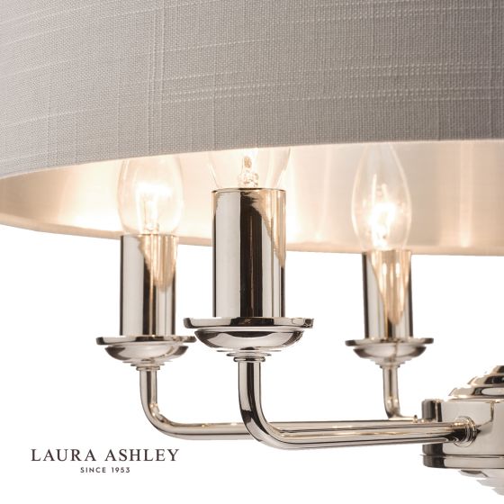 Där Lighting Laura Ashley Sorrento 6 Light Pendant Polished Nickel With Silver Shade