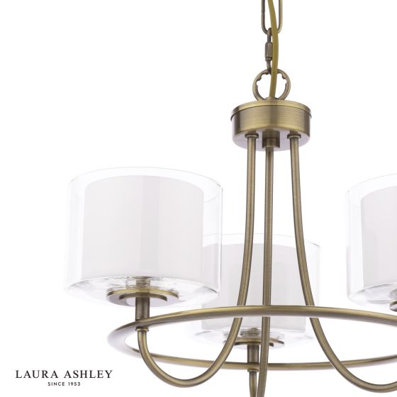 Där Lighting Laura Ashley Southwell 3 Light Armed Pendant Antique Brass And Opal Glass