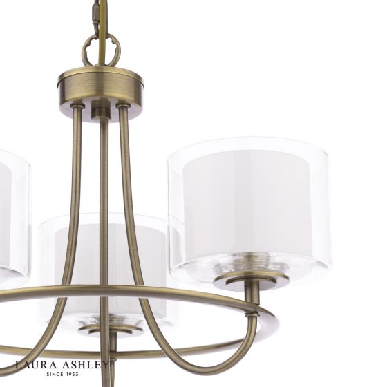 Där Lighting Laura Ashley Southwell 3 Light Armed Pendant Antique Brass And Opal Glass