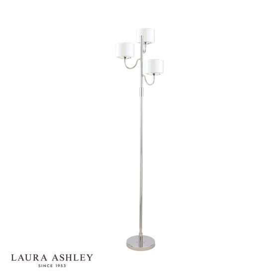 Där Lighting Laura Ashley Southwell 3 Light Floor Lamp Polished Nickel And Opal Glass