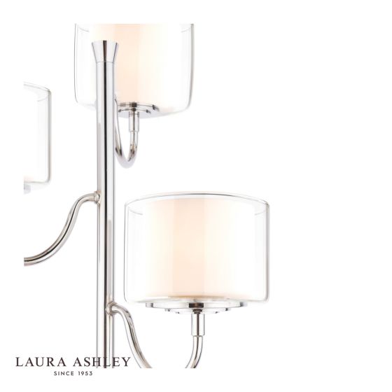 Där Lighting Laura Ashley Southwell 3 Light Floor Lamp Polished Nickel And Opal Glass