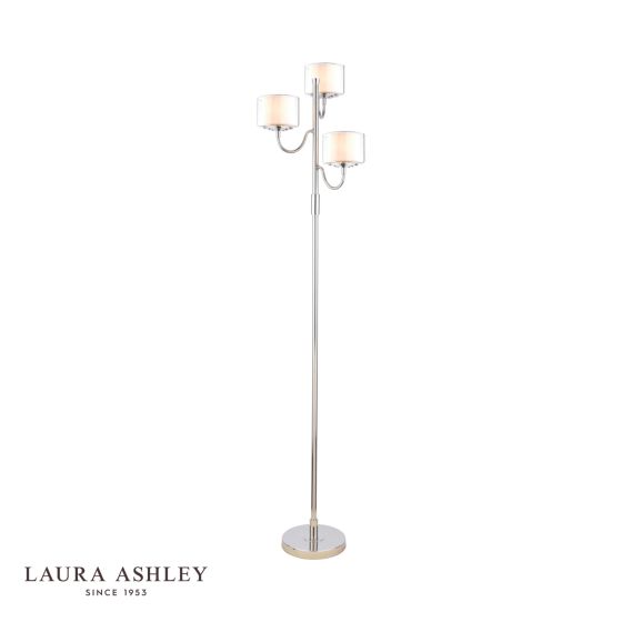 där lighting Laura Ashley Southwell 3 Light Floor Lamp Polished Nickel and Opal Glass
