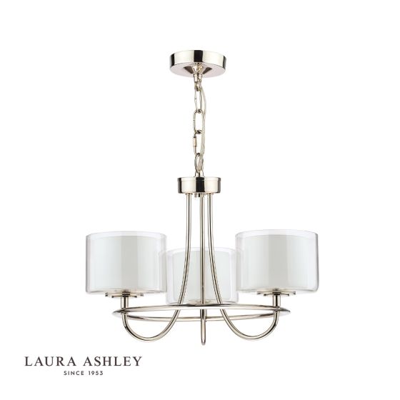 Där Lighting Laura Ashley Southwell 3lt Chandelier Polished Nickel & Glass Shades