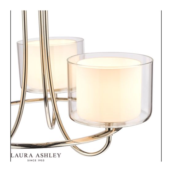 Där Lighting Laura Ashley Southwell 3lt Chandelier Polished Nickel & Glass Shades
