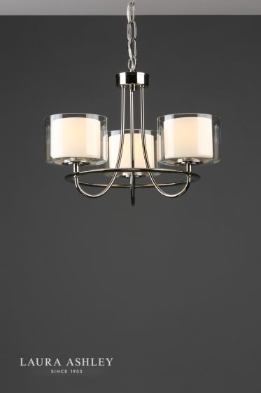 Där Lighting Laura Ashley Southwell 3lt Chandelier Polished Nickel & Glass Shades