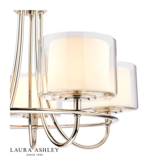 Där Lighting Laura Ashley Southwell 5lt Chandelier Polished Nickel & Glass Shades