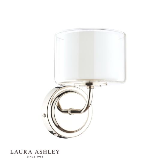 Där Lighting Laura Ashley Southwell Wall Light Polished Nickel & Glass Shade