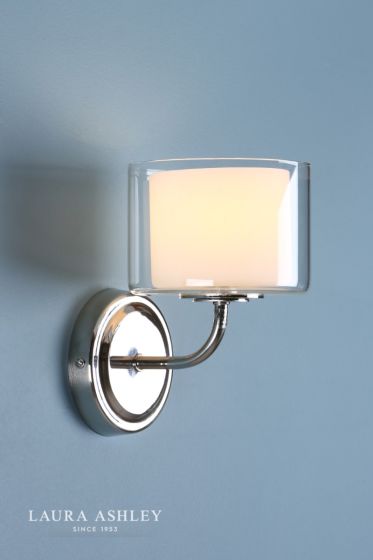 Där Lighting Laura Ashley Southwell Wall Light Polished Nickel & Glass Shade