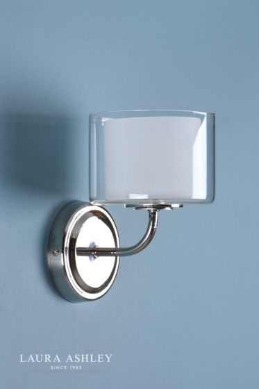 Där Lighting Laura Ashley Southwell Wall Light Polished Nickel & Glass Shade