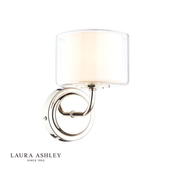 där lighting Laura Ashley Southwell Wall Light Polished Nickel & Glass Shade