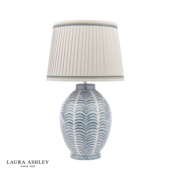 Där Lighting Laura Ashley Stannard Table Lamp Blue Ceramic With Shade