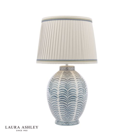 där lighting Laura Ashley Stannard Table Lamp Blue Ceramic With Shade