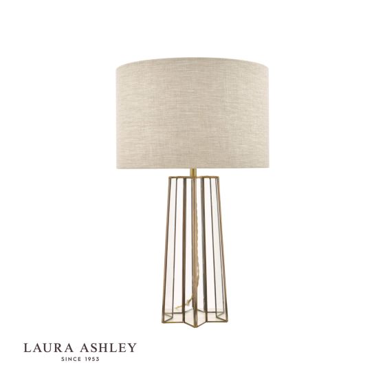 Där Lighting Laura Ashley Star Table Lamp Antique Brass Glass With Shade