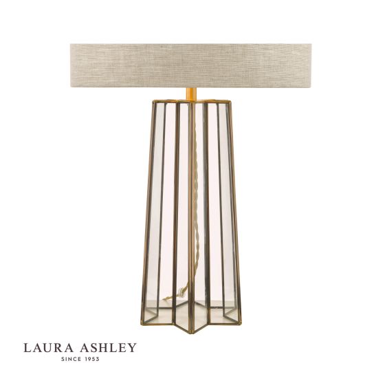 Där Lighting Laura Ashley Star Table Lamp Antique Brass Glass With Shade