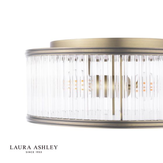 Där Lighting Laura Ashley Sutton 2 Light Flush Matt Antique Brass And Ribbed Glass