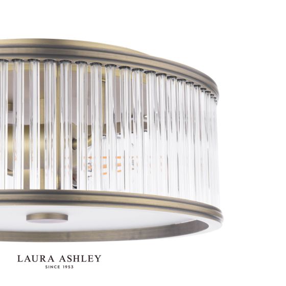 Där Lighting Laura Ashley Sutton 2 Light Flush Matt Antique Brass And Ribbed Glass