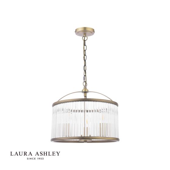 Där Lighting Laura Ashley Sutton 3 Light Pendant Matt Antique Brass And Ribbed Glass