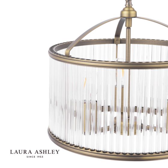 Där Lighting Laura Ashley Sutton 3 Light Pendant Matt Antique Brass And Ribbed Glass
