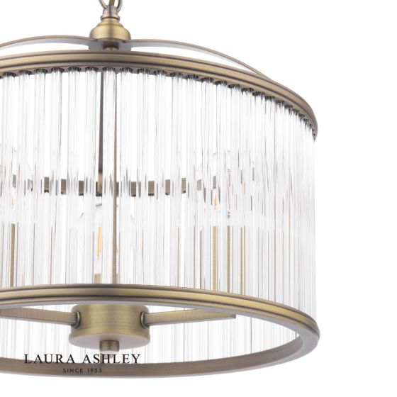 Där Lighting Laura Ashley Sutton 3 Light Pendant Matt Antique Brass And Ribbed Glass