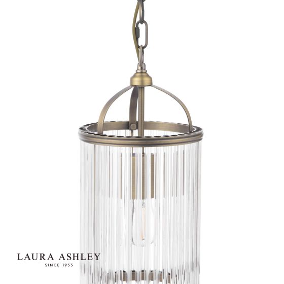 Där Lighting Laura Ashley Sutton Pendant Matt Antique Brass And Ribbed Glass