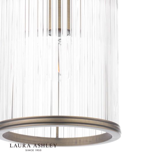 Där Lighting Laura Ashley Sutton Pendant Matt Antique Brass And Ribbed Glass