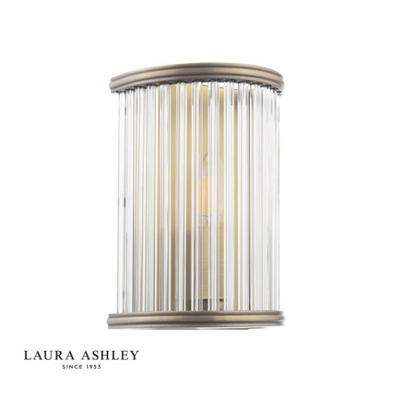 Där Lighting Laura Ashley Sutton Wall Light Matt Antique Brass And Ribbed Glass