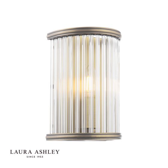 där lighting Laura Ashley Sutton Wall Light Matt Antique Brass and Ribbed Glass